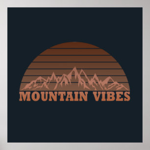 Poster vibes de montagne extérieure vintage rétro coucher