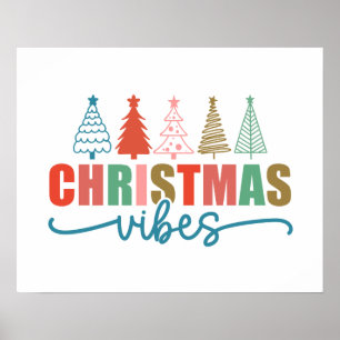 Poster Vibes de Noël - Colorful Holiday Trees Design