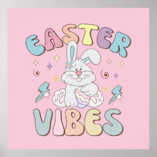 Poster Vibes de Pâques de Bunny mignonne Pastel Spring Pa