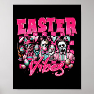 Poster Vibes de Pâques Drôle Pâques Horreur Caractères Fa