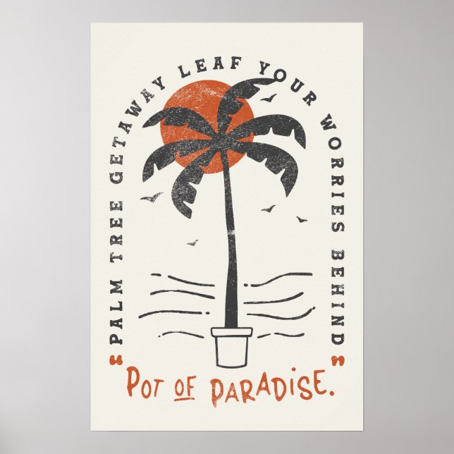 Poster Vibes de plage Tropical Palm Tree Summer Sun Retro (Devant)