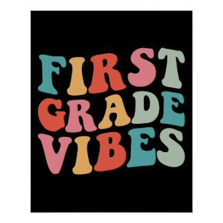 Poster Vibes de première année Rétro Groovy Enseignant Él
