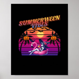 Poster Vibes de Summerween Sorcière Flamingo Flottant, So