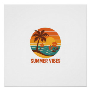 Poster Vibes d'été - Conception lumineuse, tropicale et a