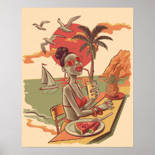 Poster Vibes d'été de style bande dessinée