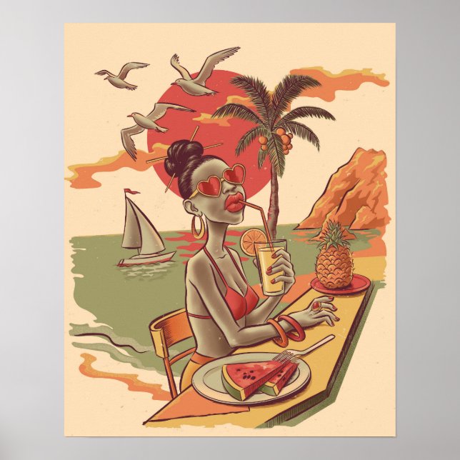 Poster Vibes d'été de style bande dessinée (Devant)