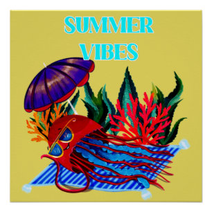 Poster Vibes d'été - Méduses mignonnes pour se détendre