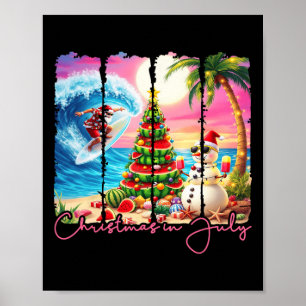 Poster Vibes d'été Noël en juillet Santa Surf Trip de pla