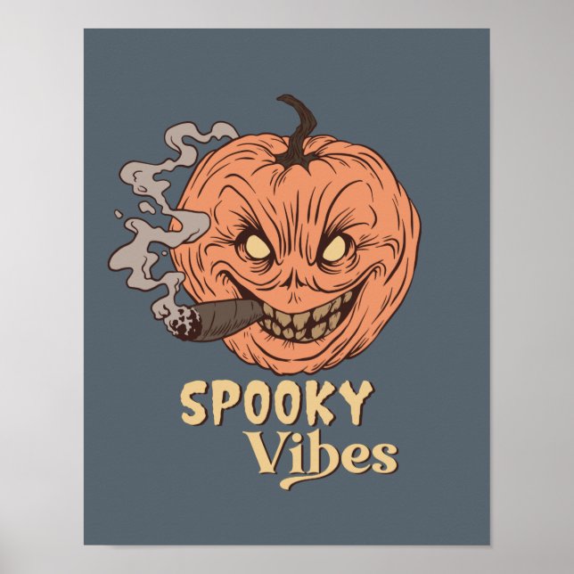 Poster Vibes éffrayantes Fumer Jack-o'-lantern Halloween (Devant)