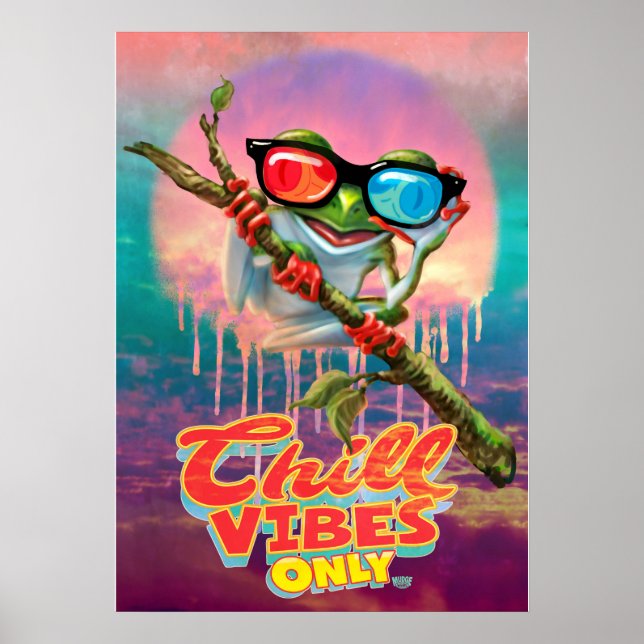 Poster Vibes réfrigérées uniquement Grenouille 3D arbre (Devant)