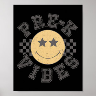 Poster Vibes Rétro Pré-maternelle Enseignant Élève 1er Jo
