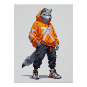 Poster Vibes Wolf Urbain - Design Futuriste