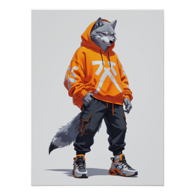 Poster Vibes Wolf Urbain - Design Futuriste (Devant)