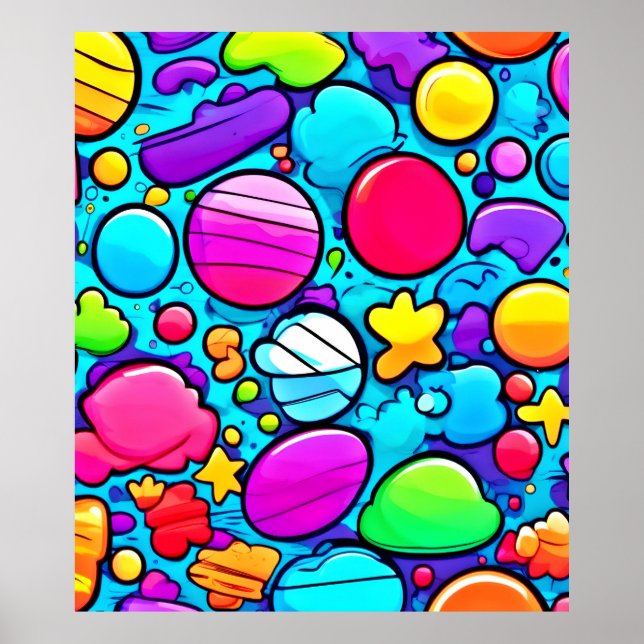 Poster Vibrant Abstrait Candyland (Devant)