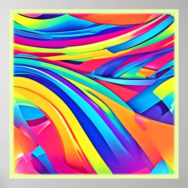 Poster Vibrant Abstrait Color Wave Art (Devant)