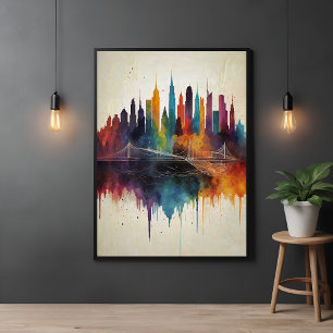 Poster Vibrant Abstrait Skyline Cityscape Art