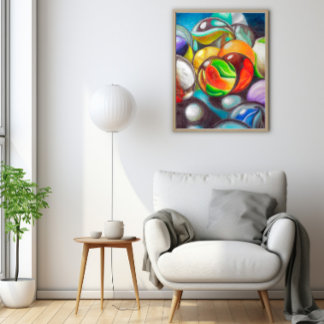 Poster Vibrant Colored Marbles Fine Wall Art - 20x25cm