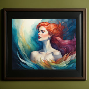 Poster Vibrant couleur aquarelle peinture femme