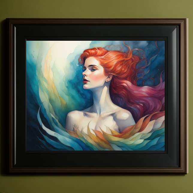 Poster Vibrant couleur aquarelle peinture femme (Créateur téléchargé)