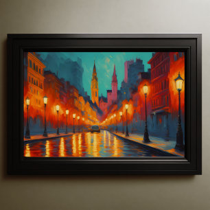 Poster Vibrant Couleur Cityscape Fauvisme Impressionniste