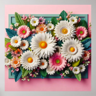 Poster Vibrant et joliment arrangé affichage floral