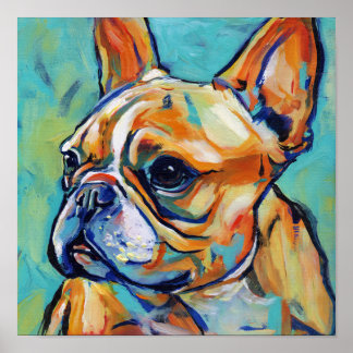 Poster Vibrant Expressionist Frenchie Pop Art Portrait