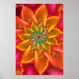Poster Vibrant Fractal Spiral