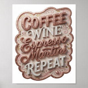 Poster Vibrant Gold CAFÉ VIN ESPRESSO MARTINI REPEAT v2