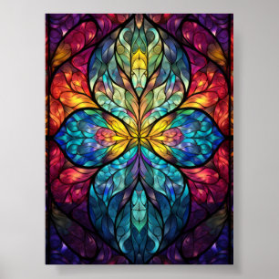 Poster Vibrant kaléidoscope en verre symétrique en art