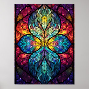 Poster Vibrant kaléidoscope en verre symétrique en art