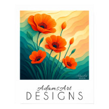 Vibrant Papes Orange Art Botanique Moderne