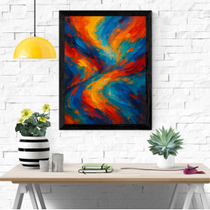 Poster Vibrant peinture Abstraite colorée à spirale moder