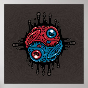 Poster Vibrant Poison rouge et bleu grenouille à tarte Yi