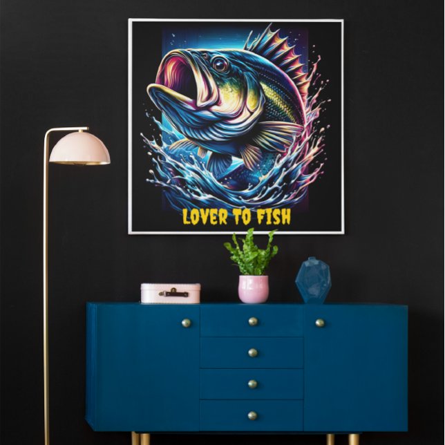 Poster Vibrant Poisson Grinning sous l'eau (Créateur téléchargé)