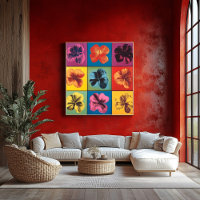Vibrant Pop Art Hibiscus Grille à fleurs - Moderne