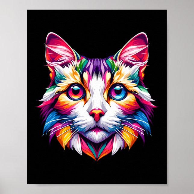 Poster Vibrant Rainbow Chat Amoureux de les chats Kitty E (Devant)