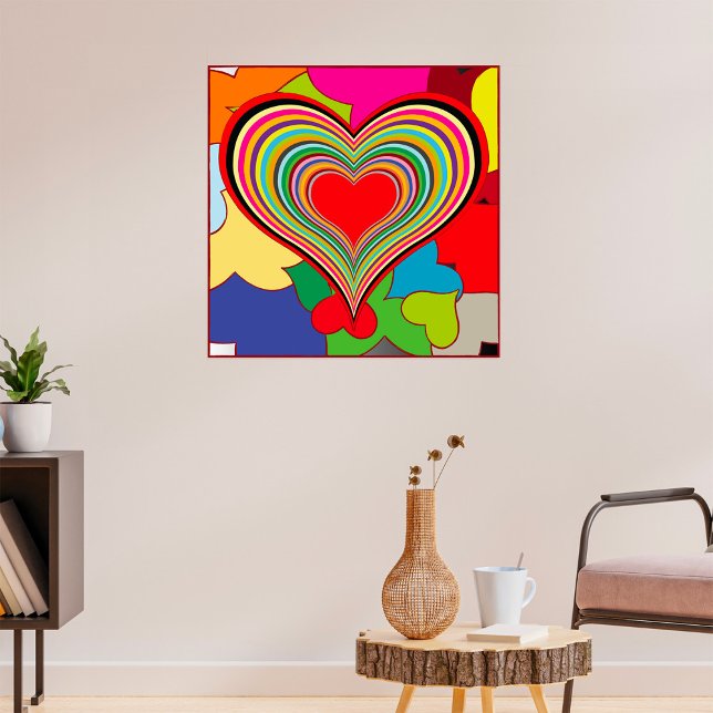 Poster Vibrant Rainbow Layered Heart Abstract (Créateur téléchargé)