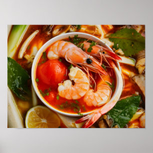 Poster Vibrant Tom Yum Goong Cuisine thaïlandaise avec cr
