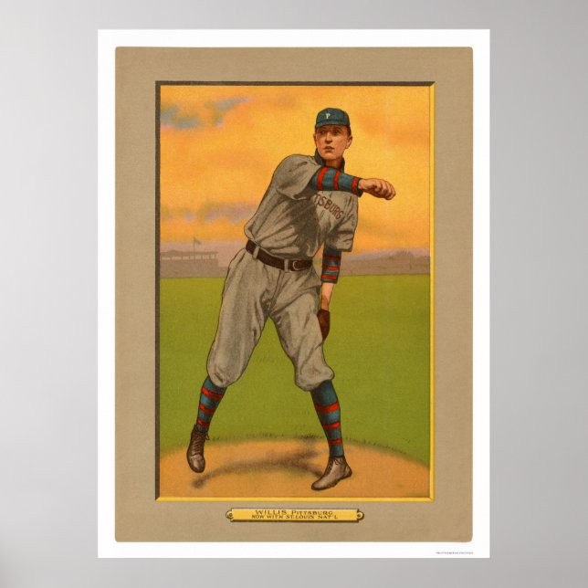 Poster Vic Willis Pirates Cardinals Baseball 1911 (Devant)
