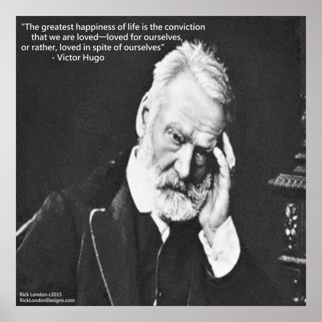 Poster Victor Hugo & Happiness Citation Rick London Poste (Devant)