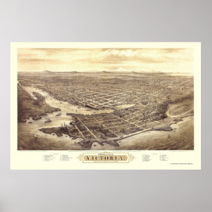 Poster Victoria, C.-B., Canada Carte panoramique - 1878
