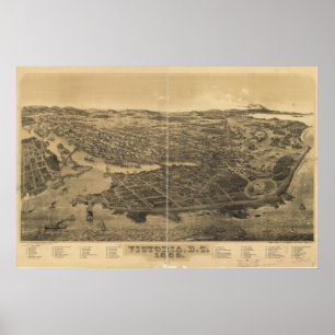 Poster Victoria Colombie-Britannique 1889 Antique Panoram