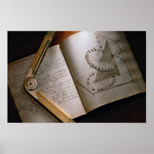 Poster Victorian architect's calculus manual and ruler