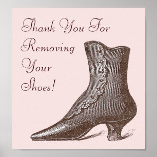 Poster Victorian Boot Please Remove Your Shoes Sign