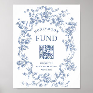 Poster Victorian Dusty Blue French Garden Honeymoon Fund