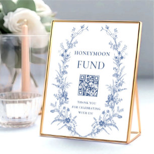 Poster Victorian Dusty Blue French Garden Honeymoon Fund