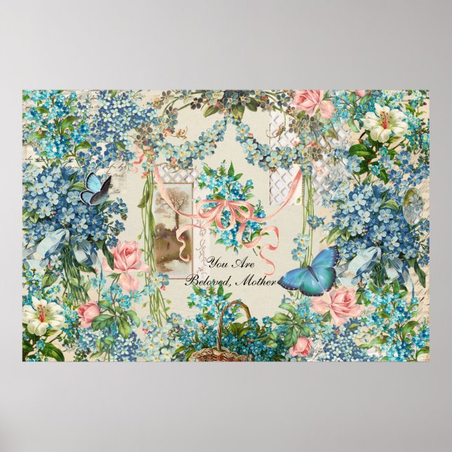 Poster Victorian Forget-Me-Not Mother's Day Collage (Devant)