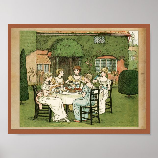 Poster Victorian Garden Party Cinq invités Wall Art (Devant)