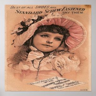 Poster Victorian Girl Publicité Chaussures Art Imprimer