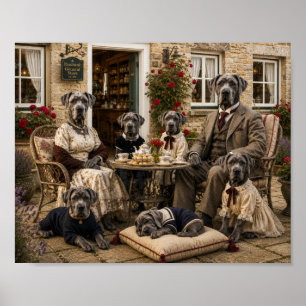 Poster Victorian Great Dane Family Tea Party Elegant Do